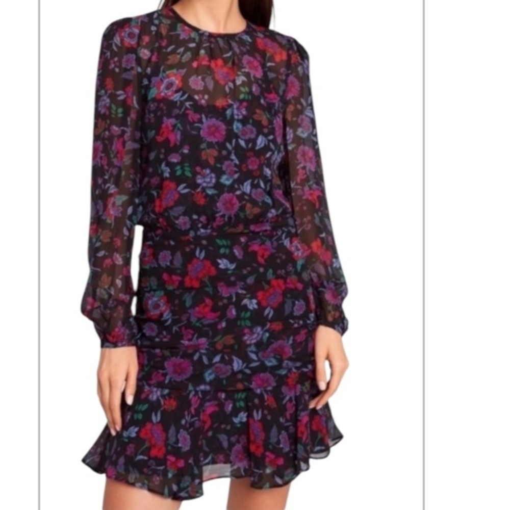 VERONICA BEARD Robin Silk Floral sheer with Slip Mini Dress